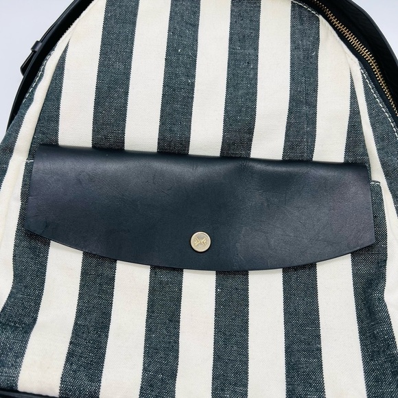 SKAGEN BEAUTIFUL LEATHER AND COTTON BLACK AND WHITE STRIPED BACKPACK - Picture 12 of 16